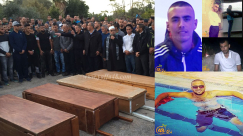  فيديو مؤثر من تشييع جثامين الشبان الأربعة ضحايا حادث الطرق الدامي في الرملة